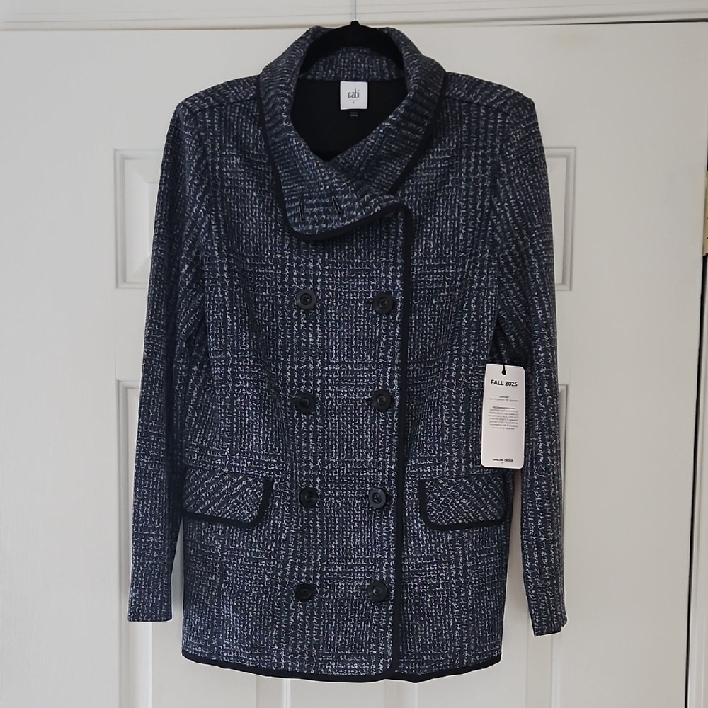 CAbi Black and White Pea Coat